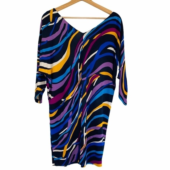 DIANE VON FURSTENBERG Giselle Multi Color Art Deco Dress Size 0 - Picture 2 of 6